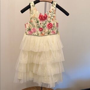 American Princess Red and Cream Floral Embroidered Dress with Sequins Sz 6x/7